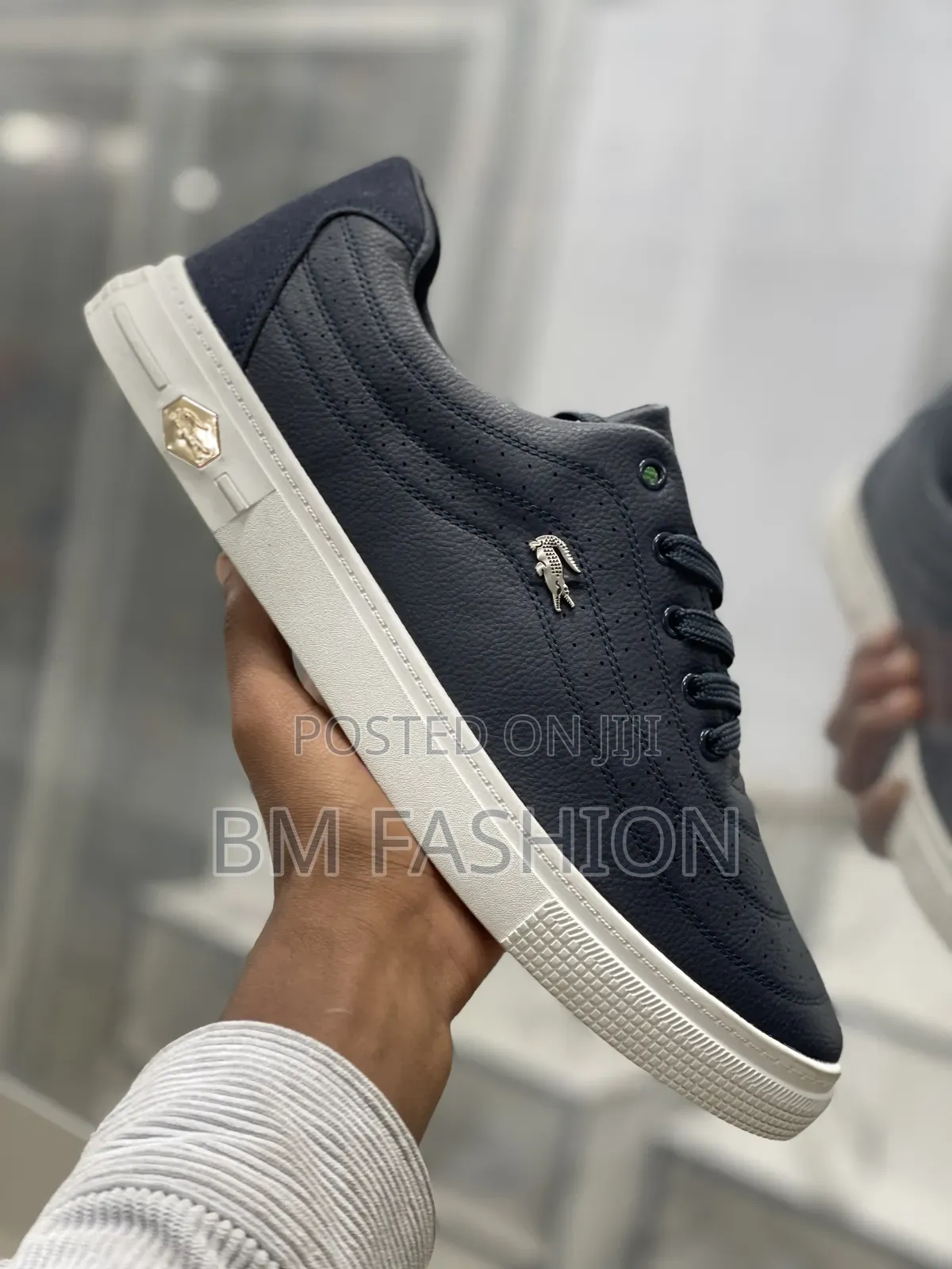 Lacoste Navy Blue Leather Shoes on Sale