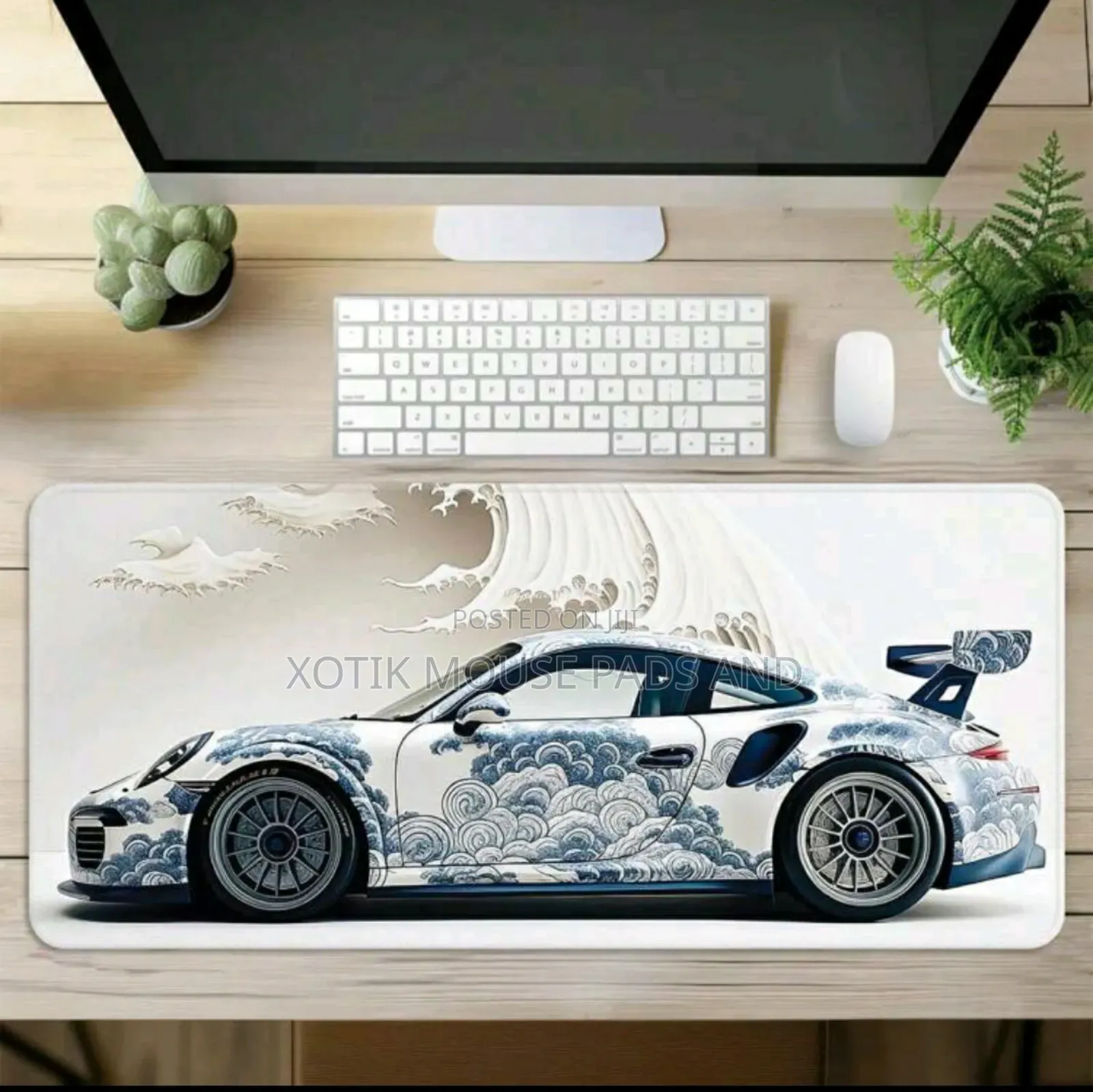 White Sports Car Design Gaming Mouse Pad - Desk Mat