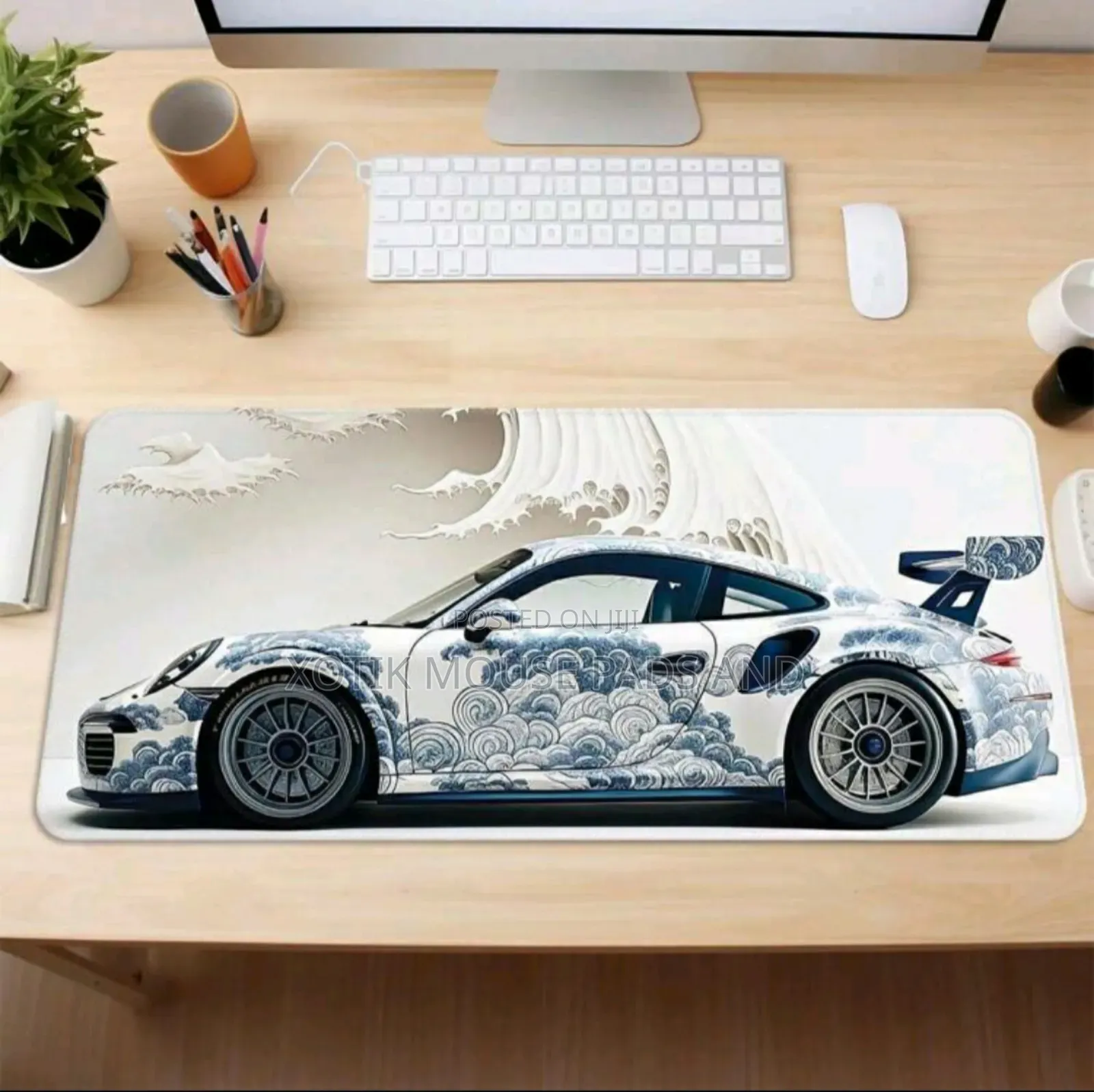 White Sports Car Design Gaming Mouse Pad - Desk Mat