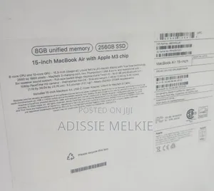 New Apple MacBook Air 2024 M3 15-Inch 8GB Intel Core I5 SSD 256GB