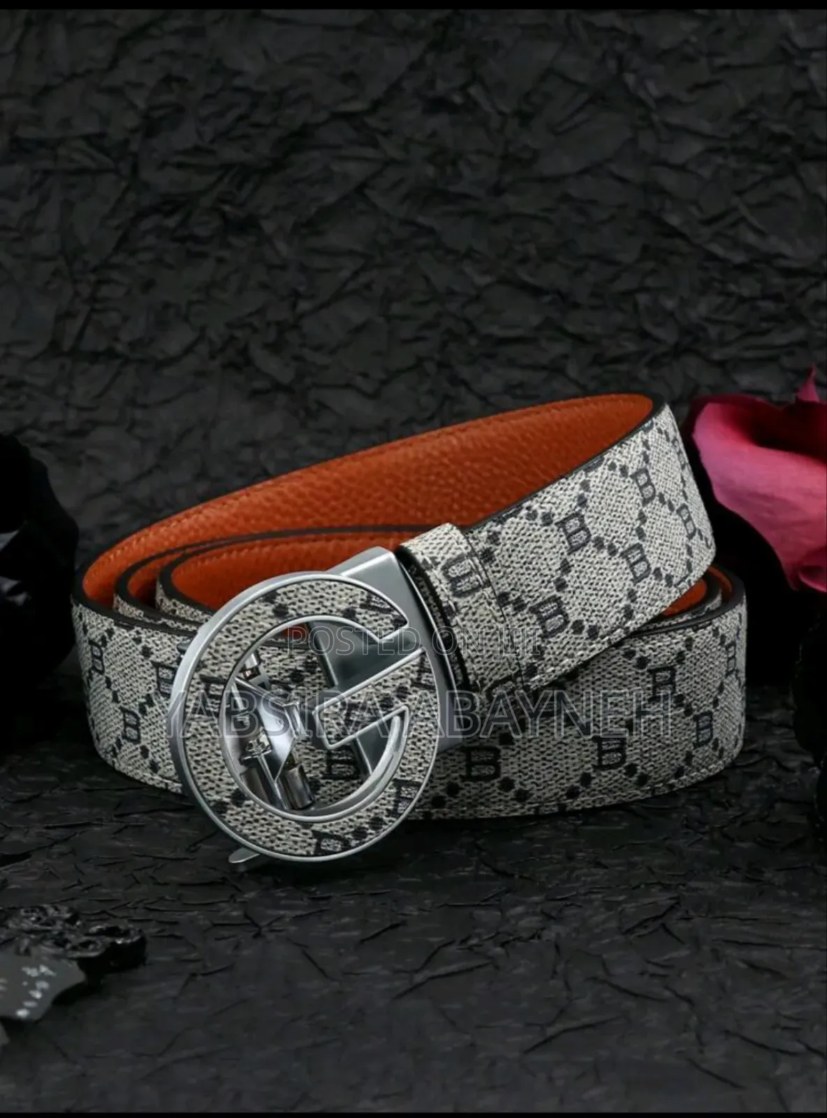 Letter G Automatic Buckle Leather Belt for Men's