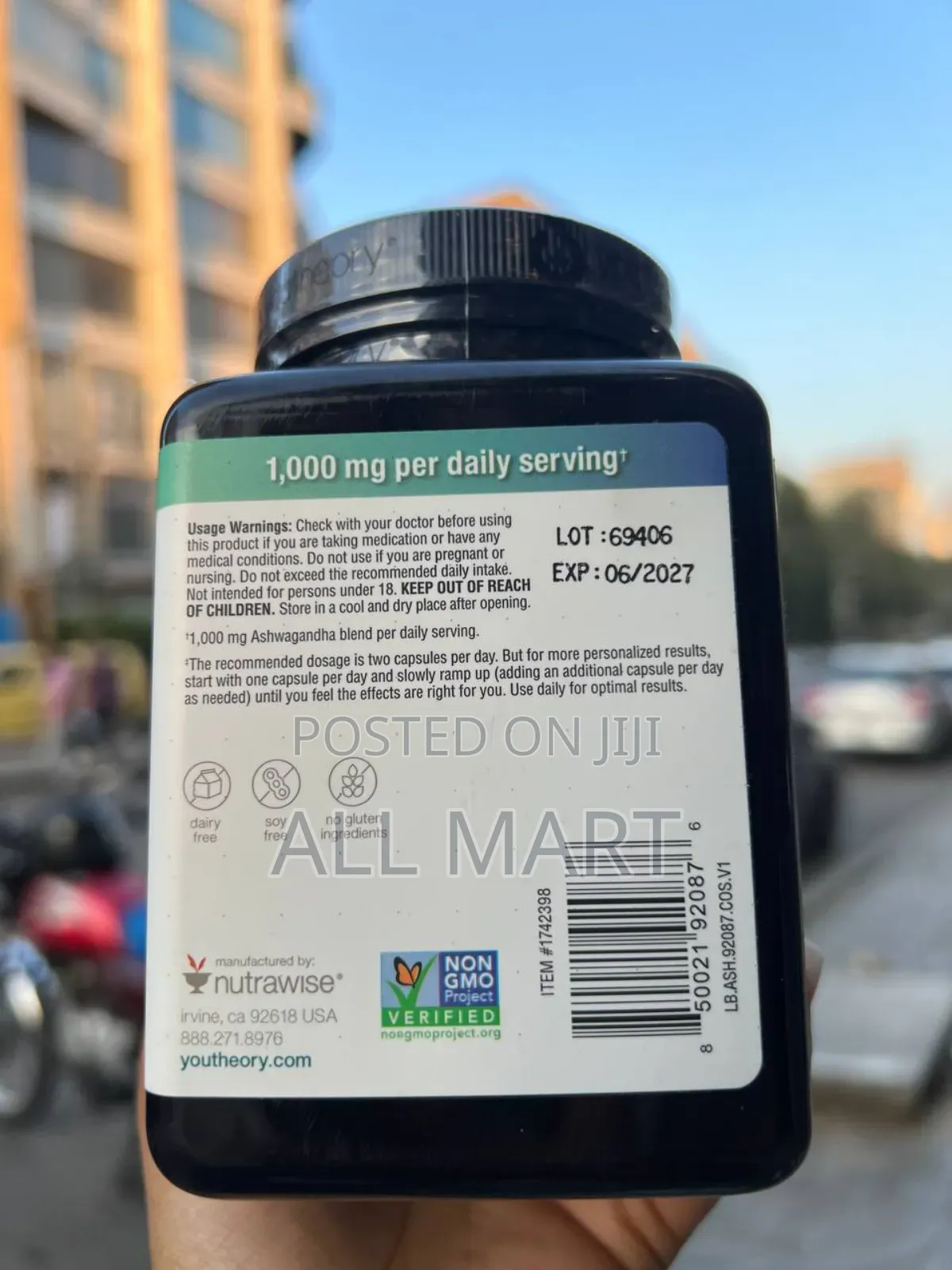 Youtheory Ashwagandha 180 Vegetarian Capsules