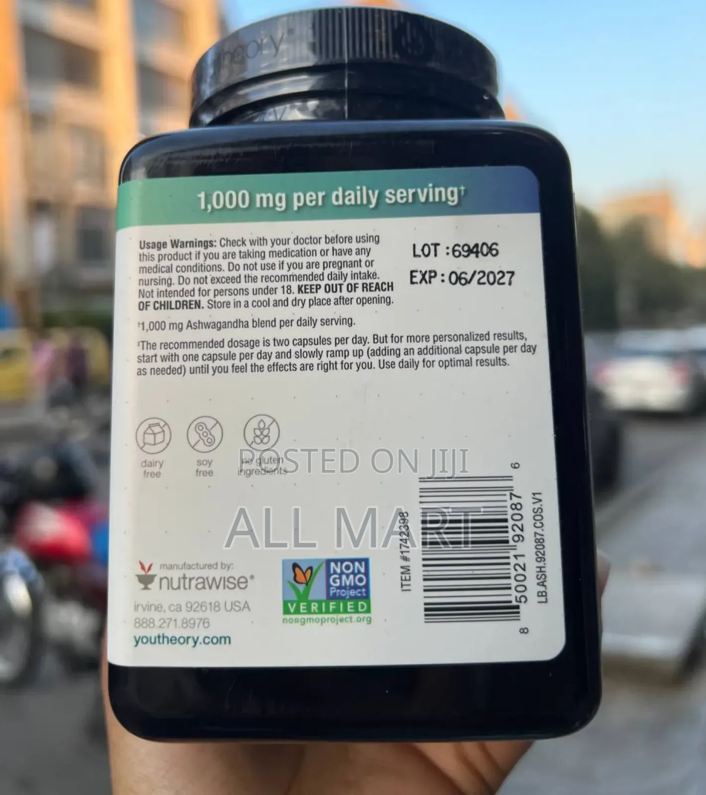 Youtheory Ashwagandha 180 Vegetarian Capsules