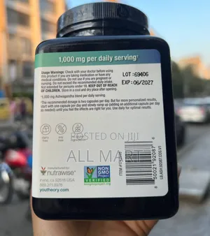 Youtheory Ashwagandha 180 Vegetarian Capsules