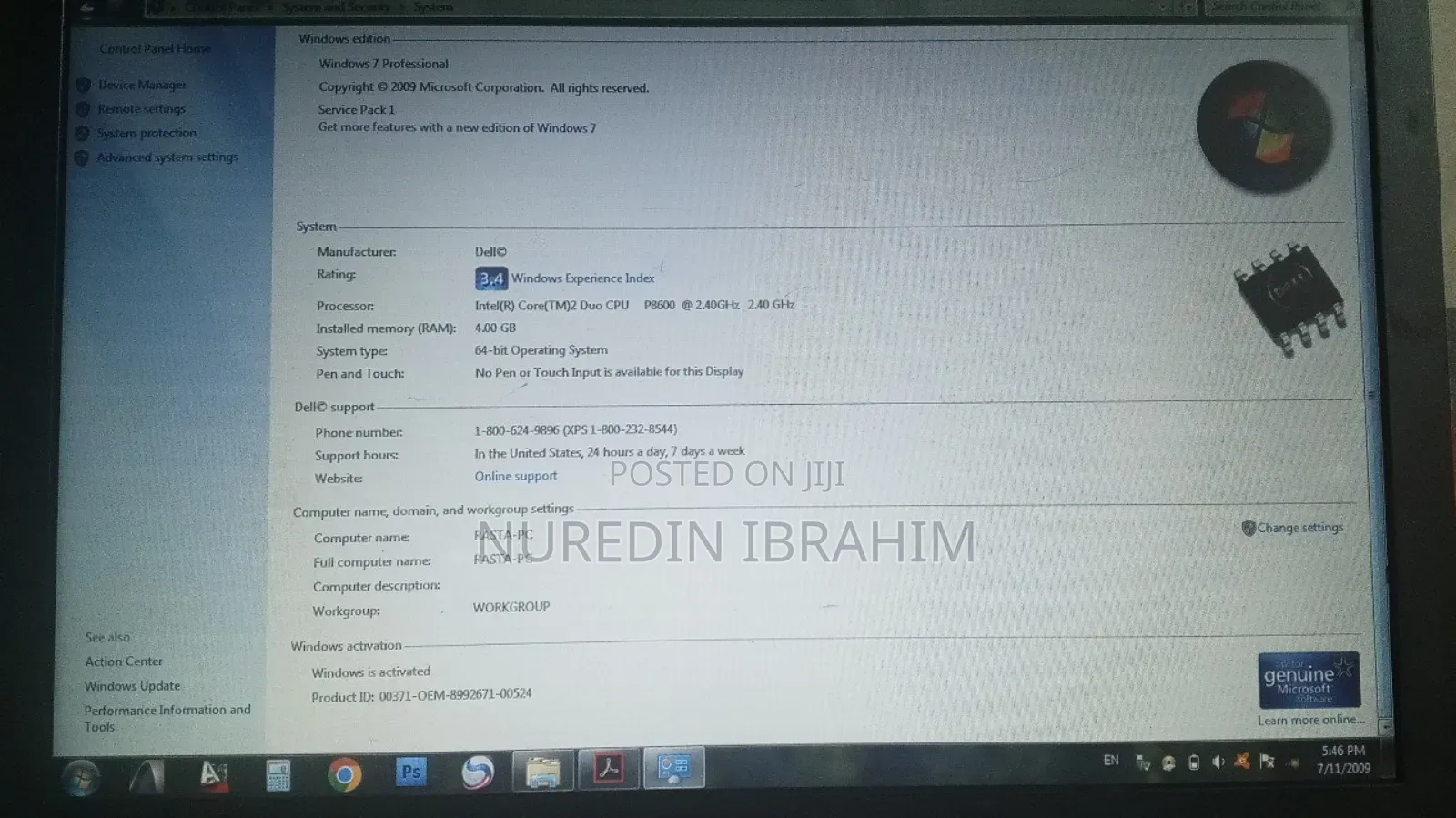 Laptop Dell XPS 15 4GB Qualcomm Snapdragon X Plus HDD+SSD 256GB