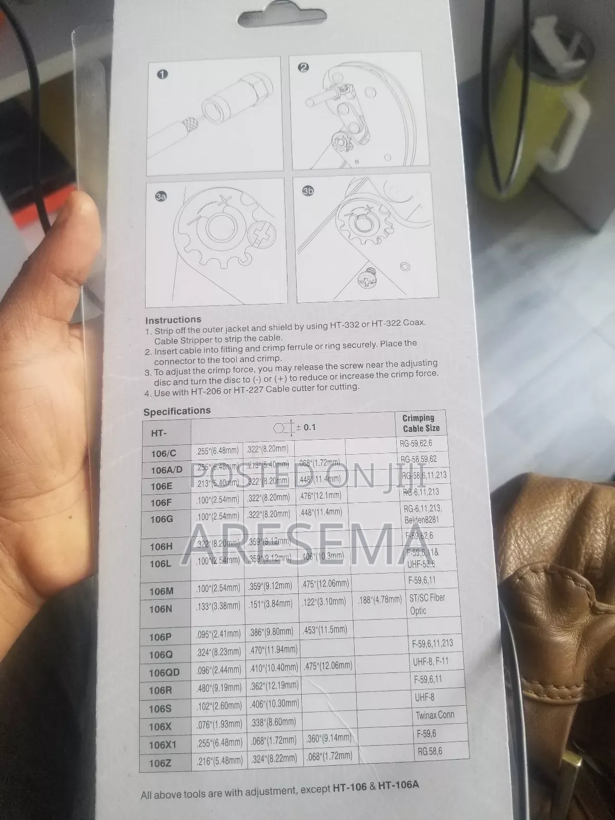 Coaxial Cable Crimping Pliers Hs106e