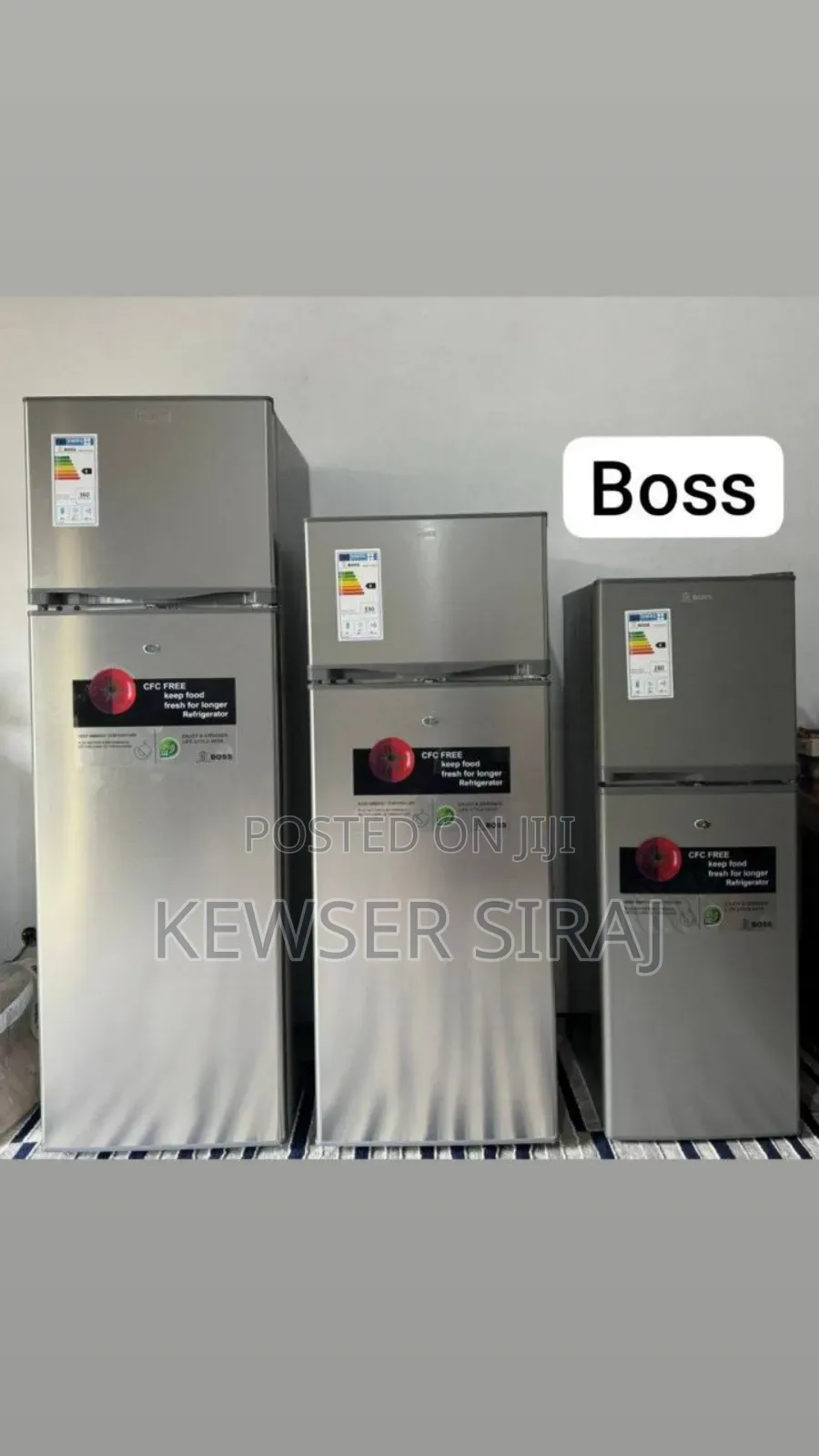 Boss ፍሪጅ 410-ሊትር/340 ሊትር እና 260