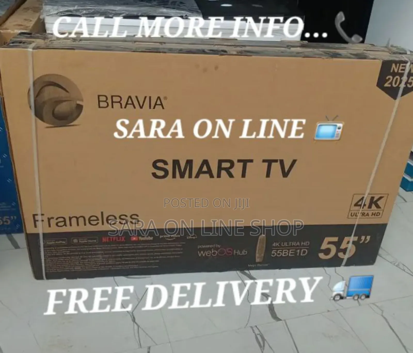 Bravia 55" Fram Glass Led Webos Hub Tv New 2025