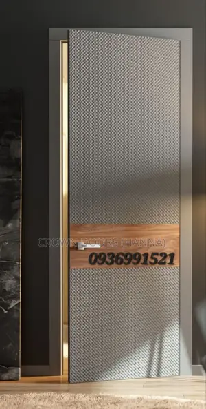 Photo - Crown Door Made of Natural Stone Wood Fiber. For Main Gate Indoors