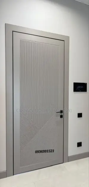 Crown Door Made of Natural Stone Wood Fiber. For Main Gate Indoors