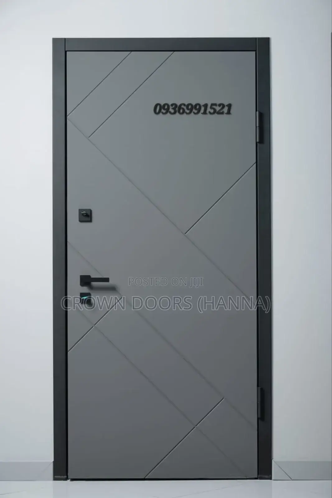 Crown Door Made of Natural Stone Wood Fiber. For Main Gate Indoors