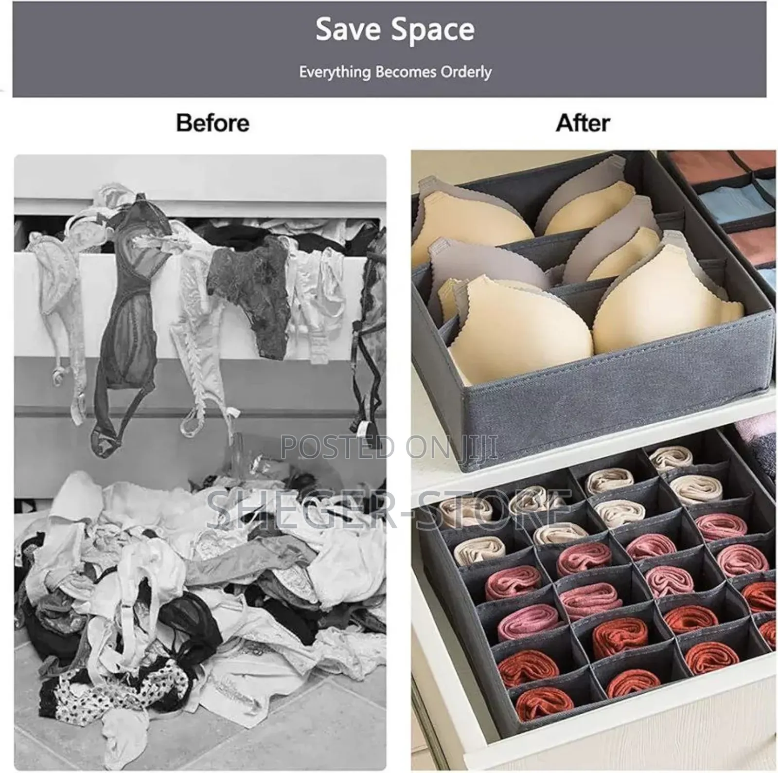 Orginal 4pcs Foldable Organizers for Socks,Bras, Underwear, Ties