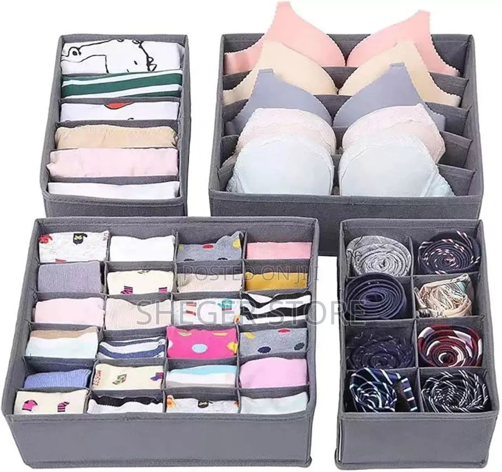 Orginal 4pcs Foldable Organizers for Socks,Bras, Underwear, Ties