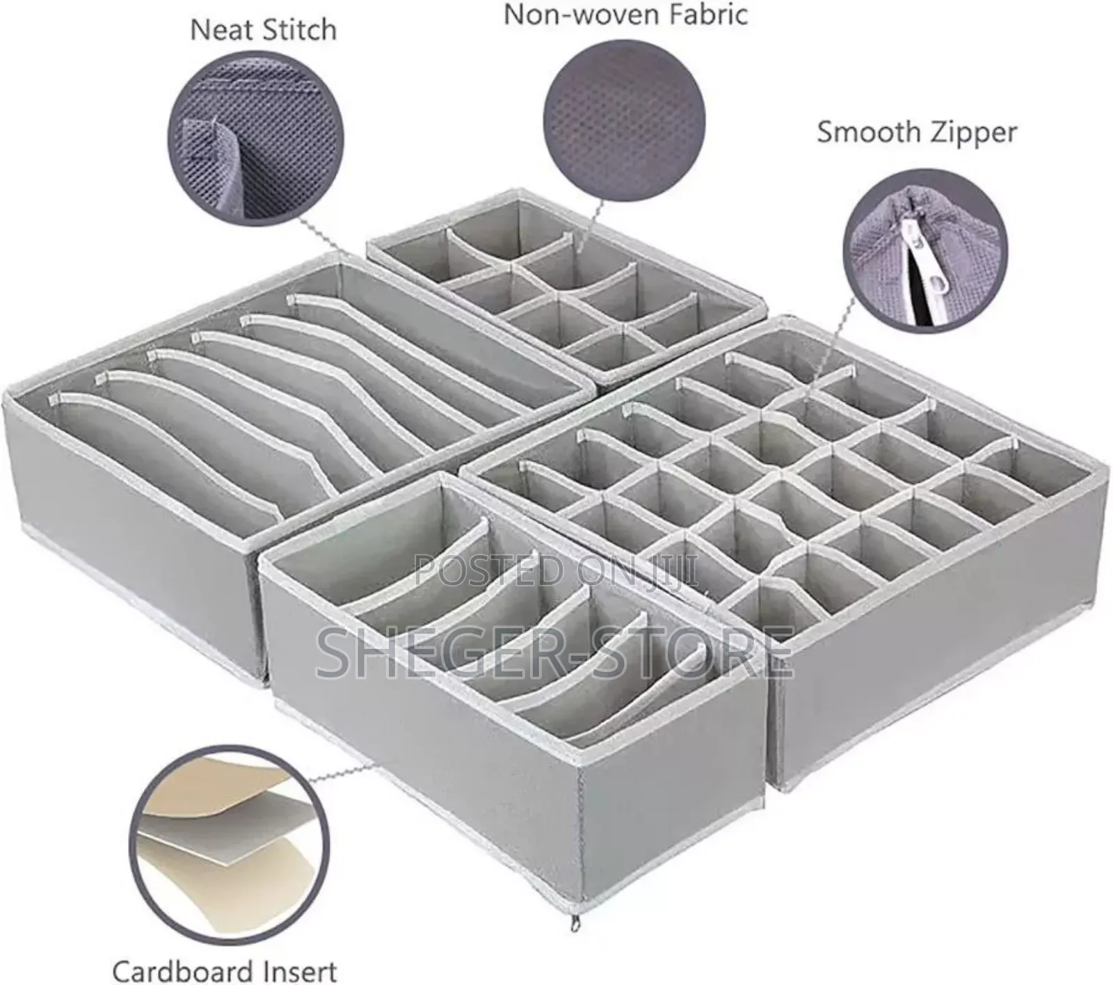 Orginal 4pcs Foldable Organizers for Socks,Bras, Underwear, Ties