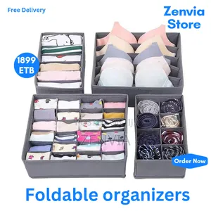 Photo - 4 PCS Foldable Organisers for Socks,Bras,Underwear-Gray Colur