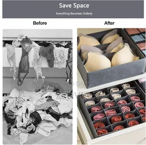 4 PCS Foldable Organisers for Socks,Bras,Underwear-Gray Colur