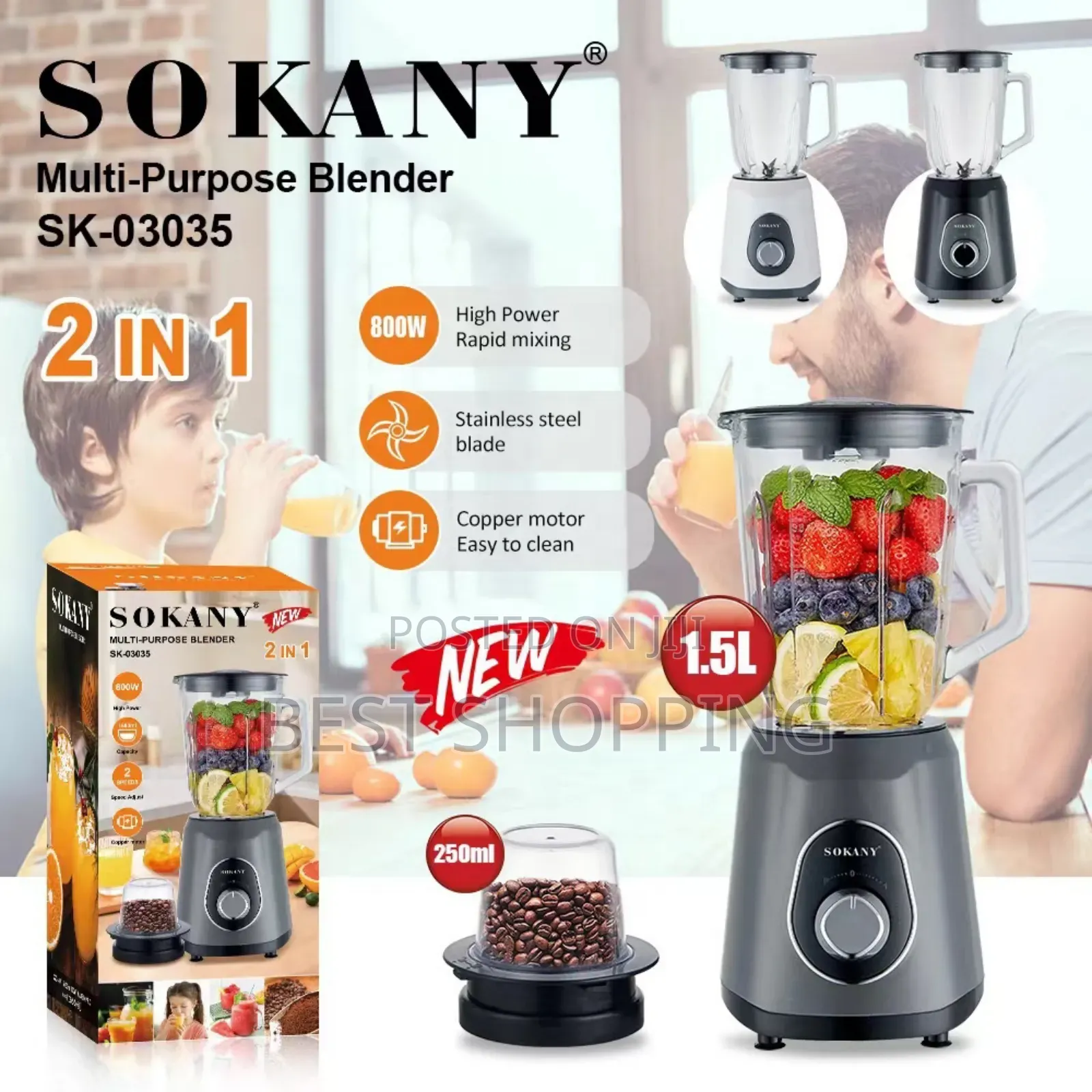 Sokany 2 in 1 Blender Multi-Purpose Juicer
