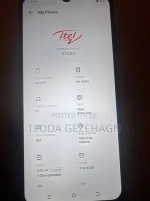 New Itel A70 128 GB Black