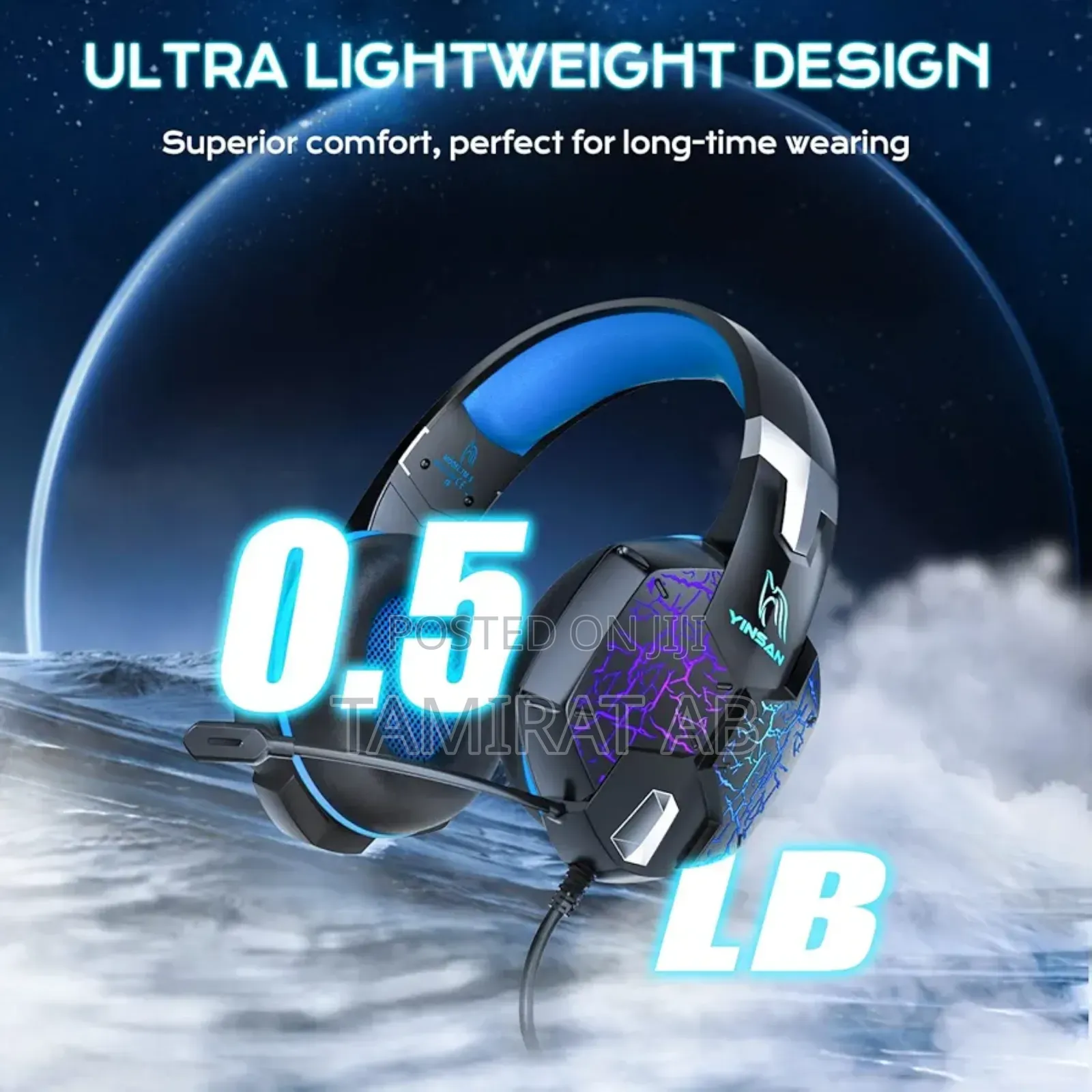 Yinsan Tm-5 RGB Wired Over-Ear Gaming Headset With Mic (Ps4, Xbox, Pc)