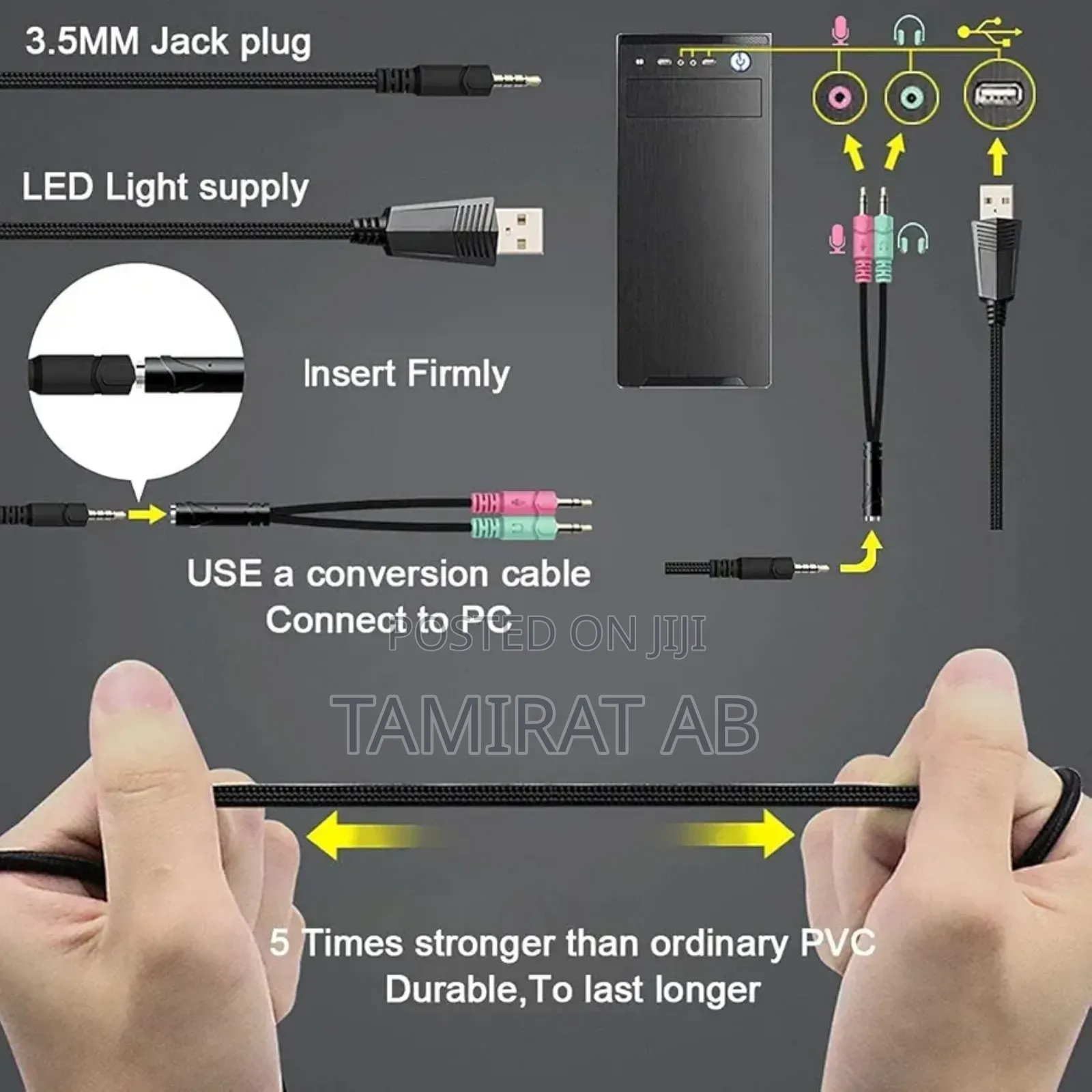 Yinsan Tm-5 RGB Wired Over-Ear Gaming Headset With Mic (Ps4, Xbox, Pc)