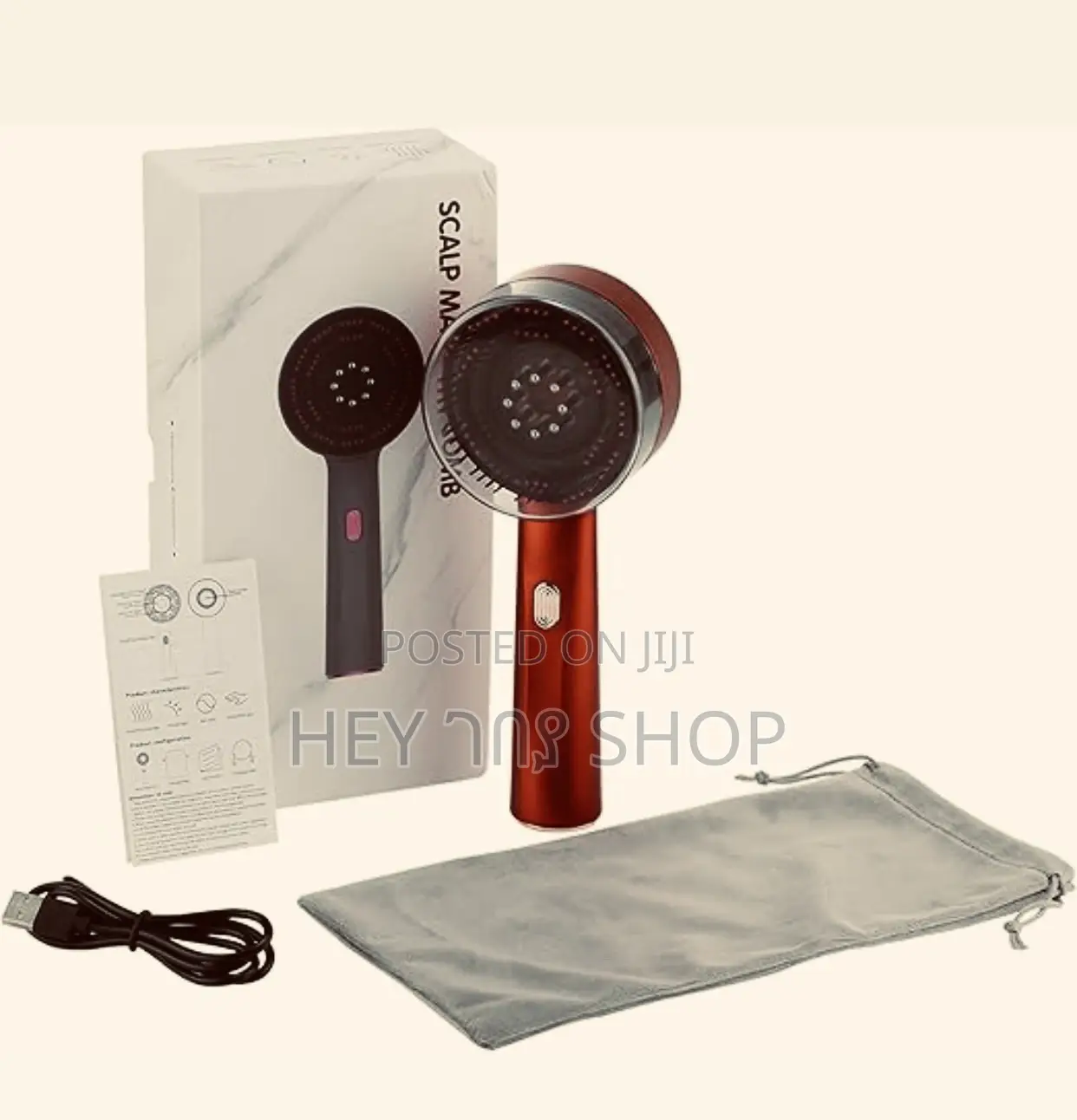 Red Light Electric Scalp Massager/ የጭንቅላት ማሳጅ