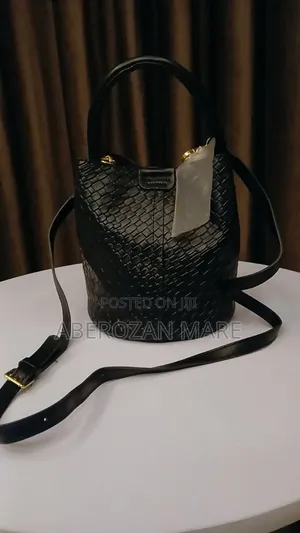 Premium Black Woven Bucket Handbag