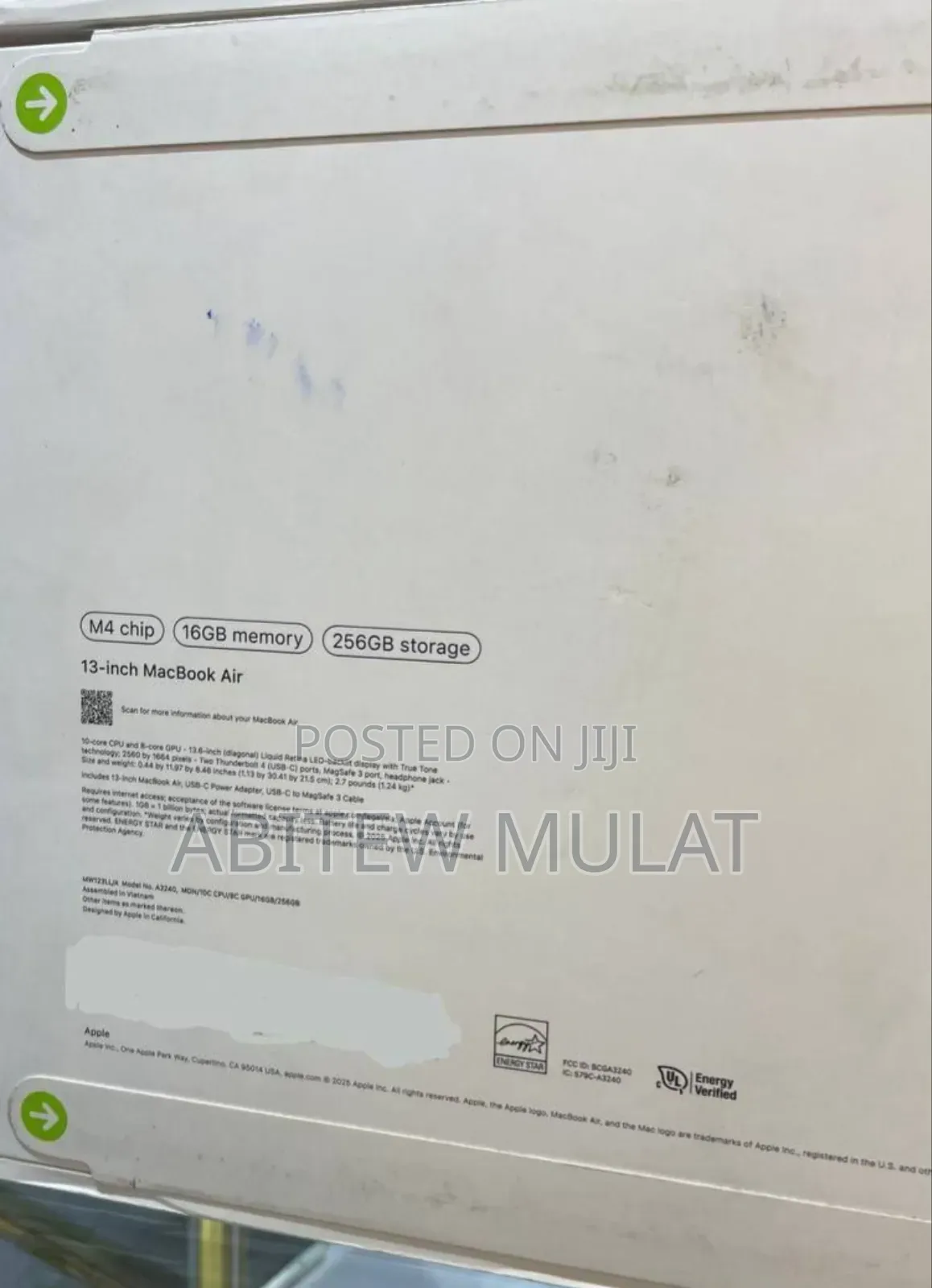 New Laptop Apple MacBook Air 2025 M4 13-Inch 16GB Apple M4 SSD 256GB