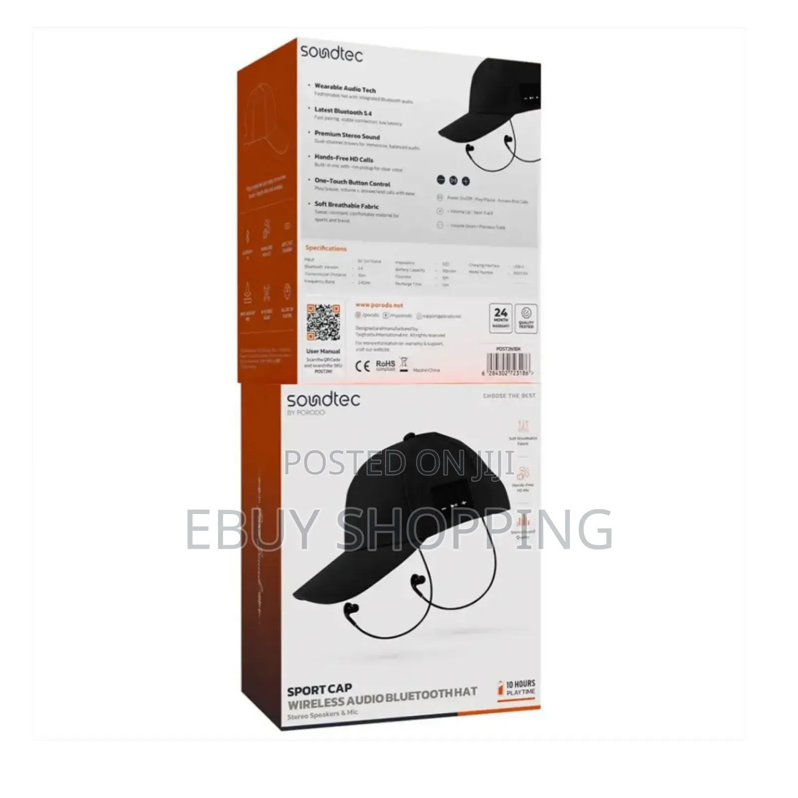 Porodo Soundtec Sport Cap With Wireless Audio Bluetooth