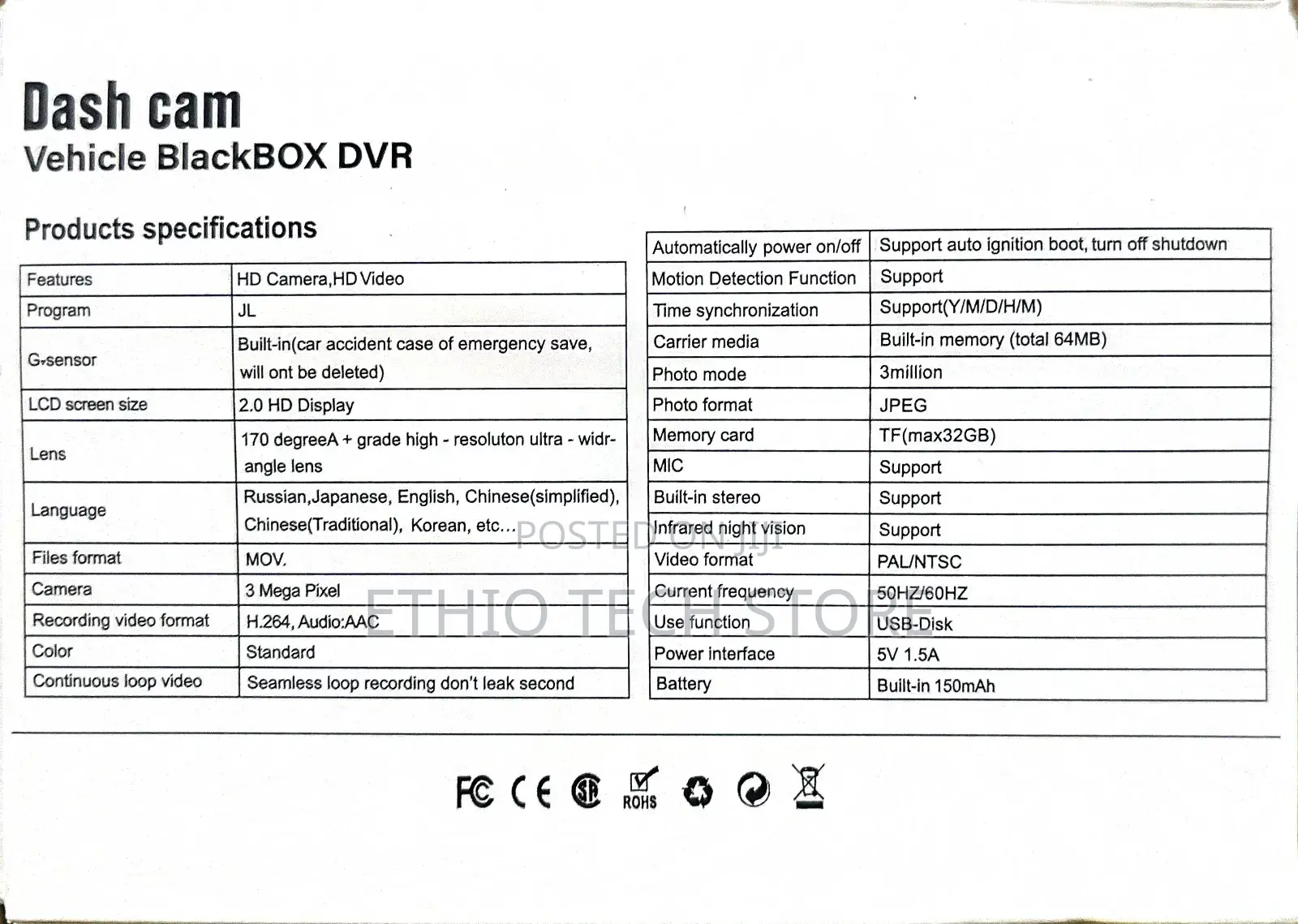 Dash Cam Super Hd 1296p