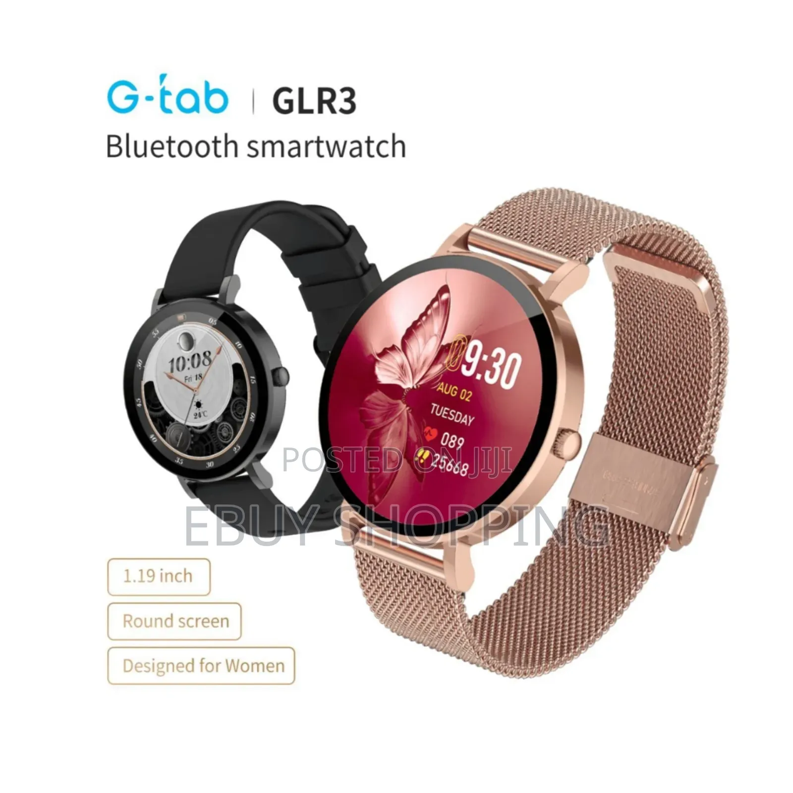 Glr3 Smartwatch for Women - Rose Gold Black, Amoled Luxury
