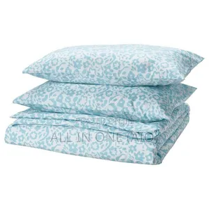 Ikea Duvet Cover and 2 Pillowcases, White/Blue, 240x220/50x80 Cm