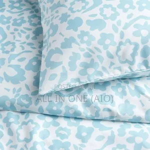 Ikea Duvet Cover and 2 Pillowcases, White/Blue, 240x220/50x80 Cm