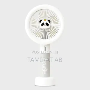 Photo - Mini Cartoon Handheld Desktop Fan 3speed Levels Bright White Light
