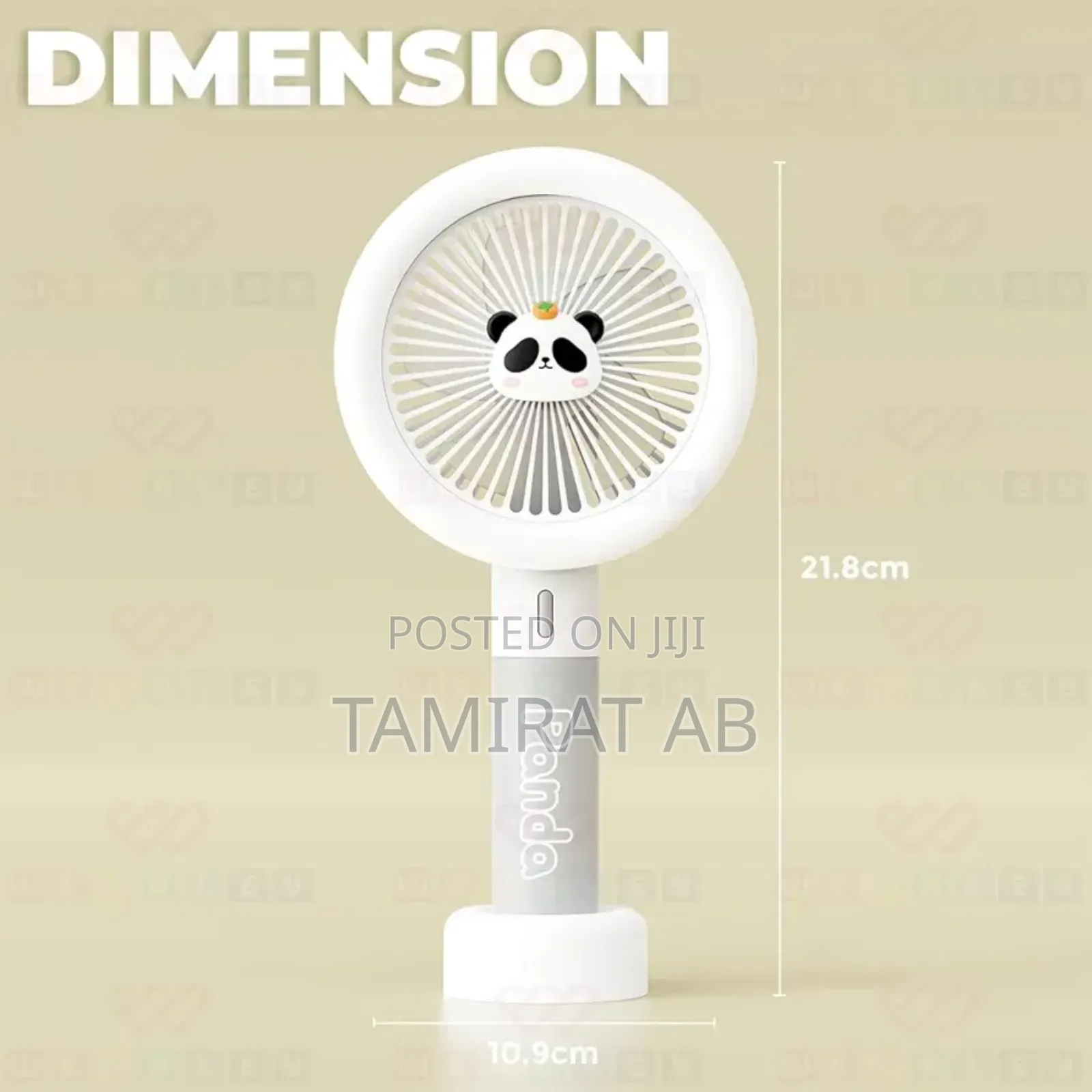 Mini Cartoon Handheld Desktop Fan 3speed Levels Bright White Light