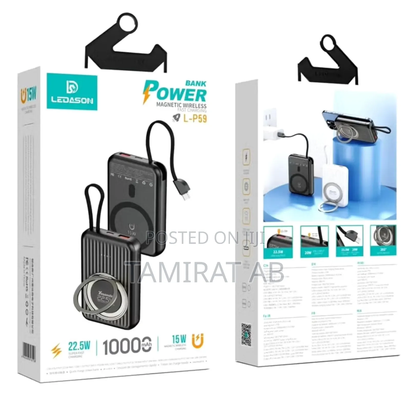 Ledason 10000mah Magsafe Power Bank With Stand 22.5w Pd 15w Wireless