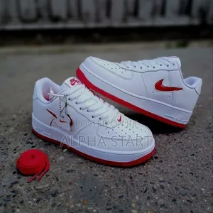Nike Air Force White Red Master Quality Smooth Sneakers for Man's